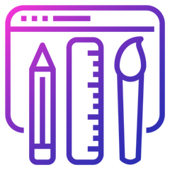Icon with design tools symbolizing visual and content creativity