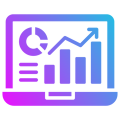 Icon representing analytics and digital growth for online marketing